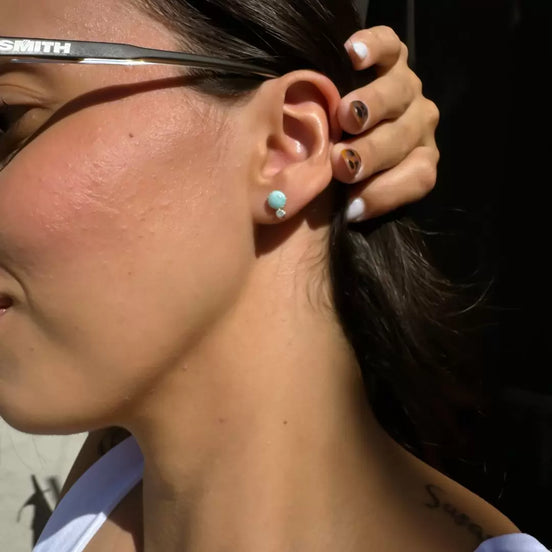 Larimar J Post Earrings