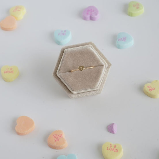 Twisted Heart Ring Initial