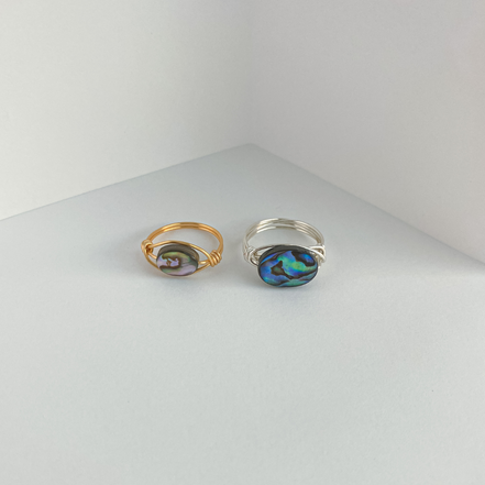 Wrapped Abalone Shell Rings