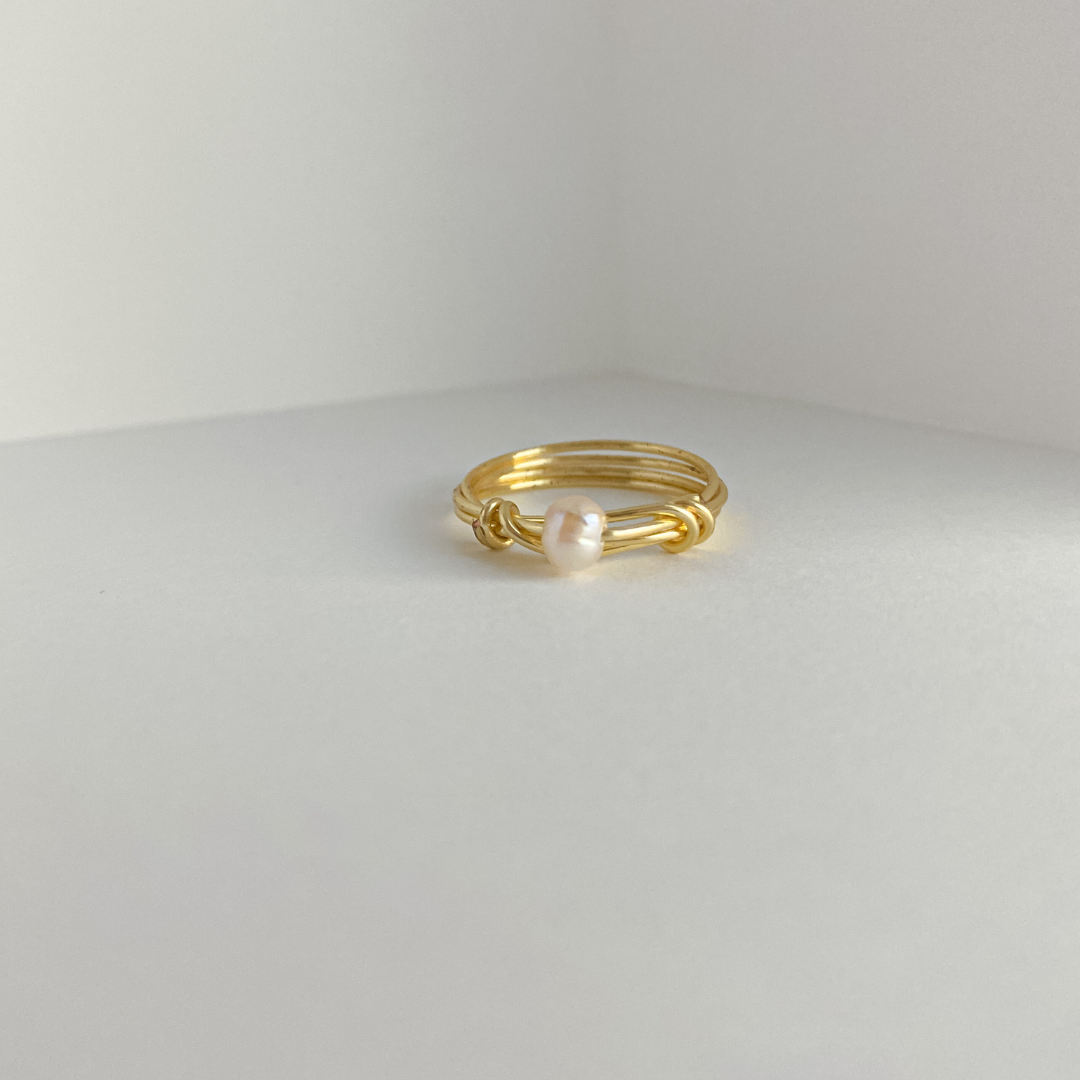 Wrapped Tiny Pearl Rings